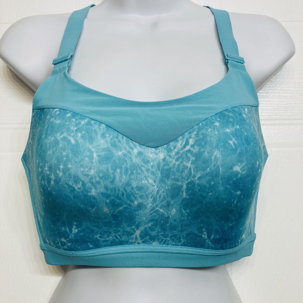 Victoria's Secret On Point Sports Bra Women 34D Blue Water Print High Impact‎